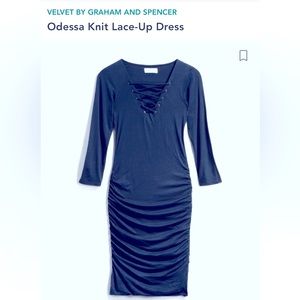 Velvet By Graham Spencer Odessa Black Lace Up Ruched Dress Size Medium